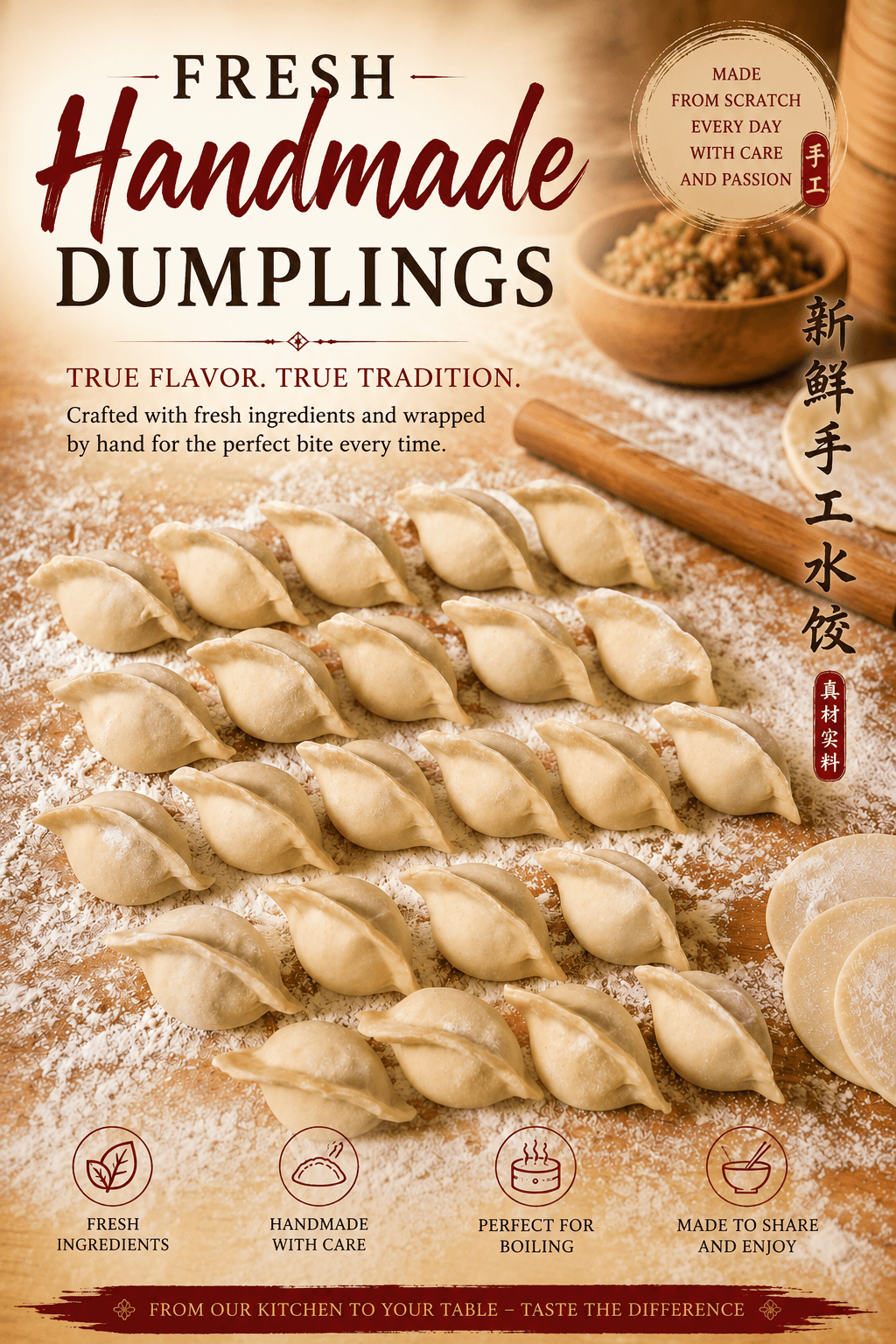 Fresh handmade dumpling